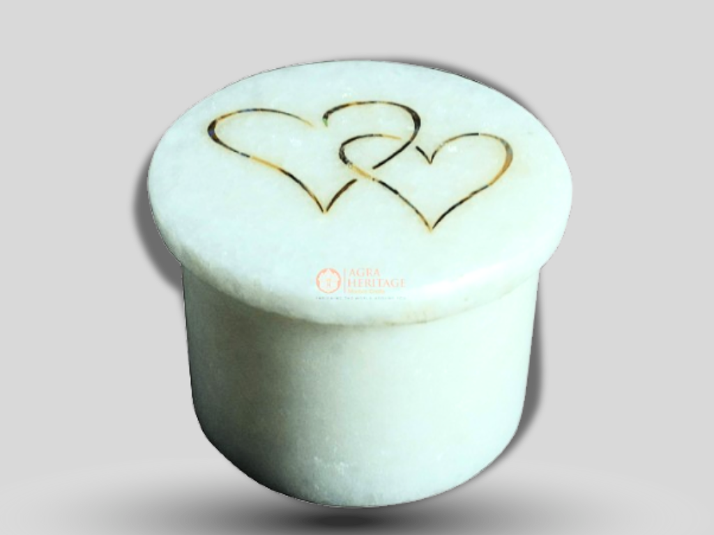 Marble Ring Box Paua Shell Heart Shape Inlay Special Love Gifts